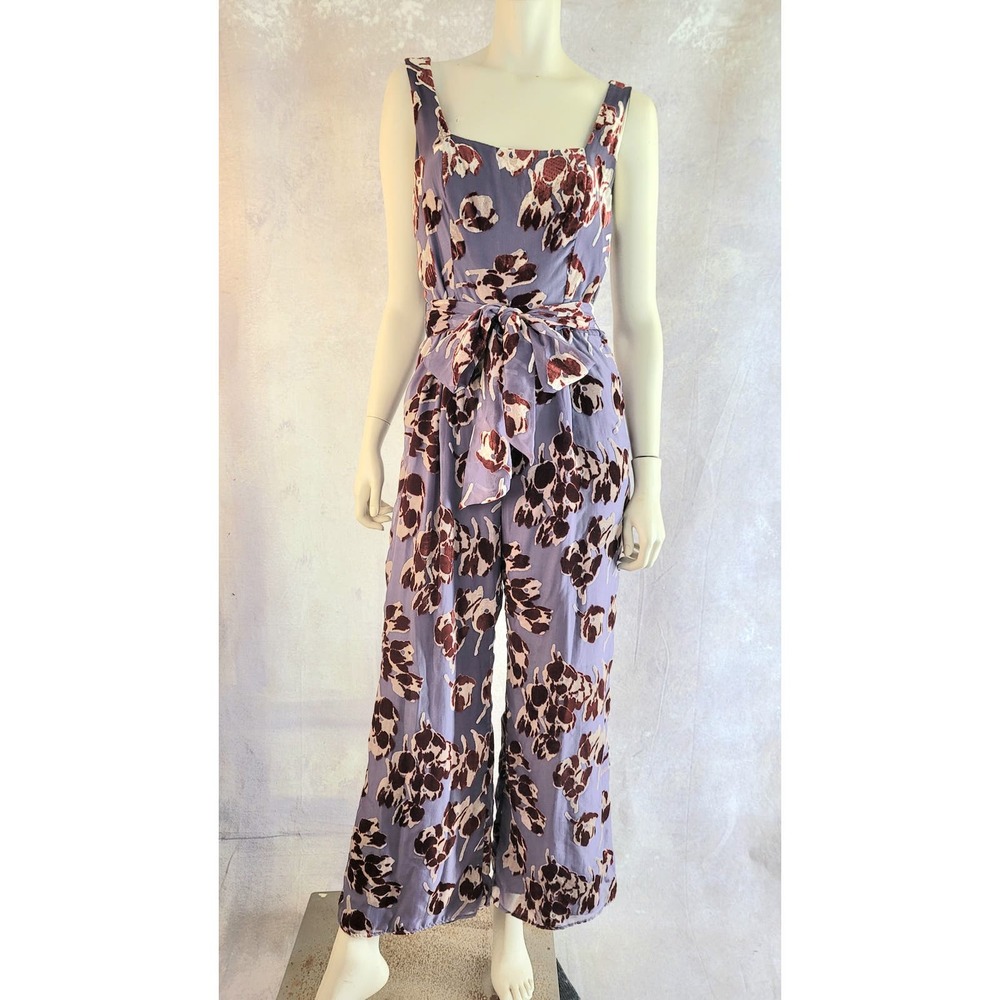 Anthropologie Purple Floral Jumpsuit